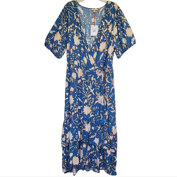 NWT Knox Rose Women's Wrap Front Dress Blue/Floral Size 2X - Picture 16 of 16